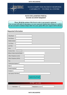 NATO Unclassified Portal Access Account Request