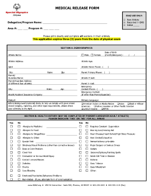 Special Olympics Medical Release Form