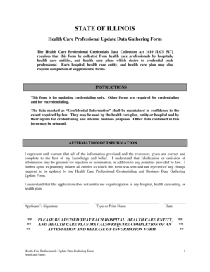 Illinois Health Care Professional Update Form