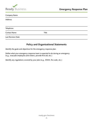 Emergency Response Plan Template
