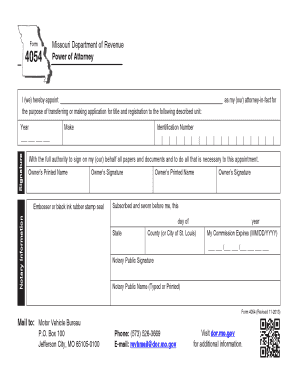 Missouri Power of Attorney for Vehicle Title Transfer
