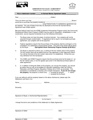 Fillable Online springfield-or ADDENDUM TO SALES AGREEMENT ...