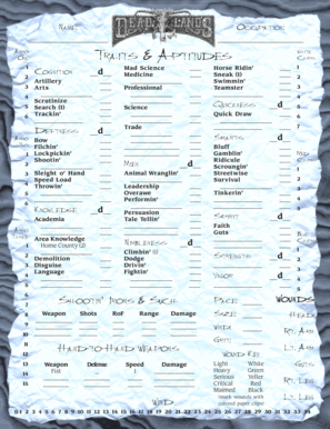 Savage Worlds Character Sheet