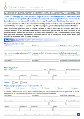 Pension/One-Time Payment/Social Welfare Services Application Form