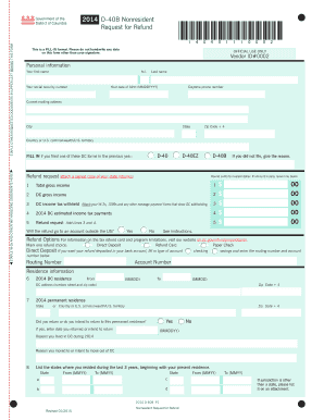DC D-40B Nonresident Request for Refund