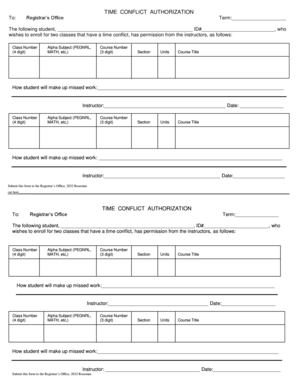 Time Conflict Authorization Form