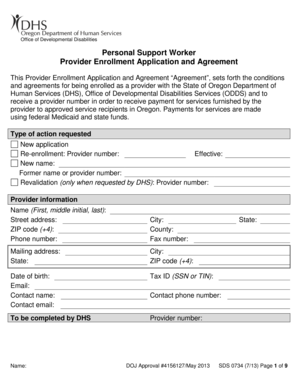 Oregon Personal Support Worker Enrollment Application
