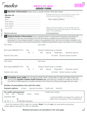 Medco By Mail Prescription Order Form