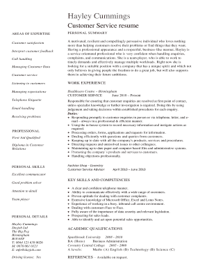 Customer Service resume