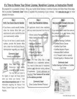 Missouri Driver License Renewal Form