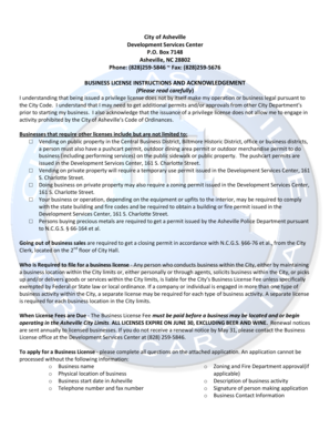 City of Asheville Business License Application