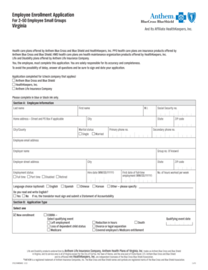 Employee Enrollment Application for Health Insurance