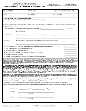 Increased Cost of Compliance Proof of Loss Form