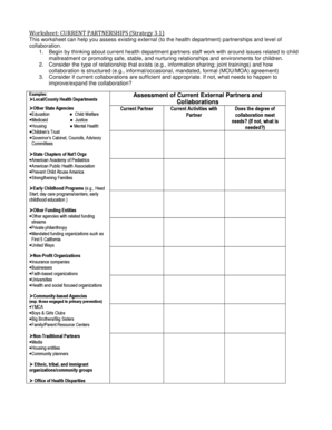 Child Maltreatment Partnership Assessment Worksheet