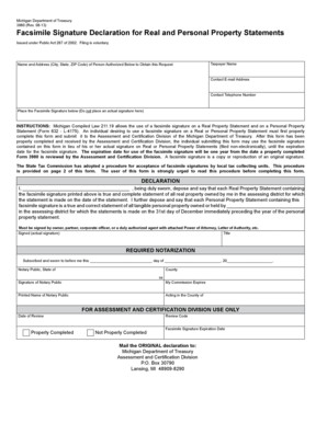Michigan Facsimile Signature Declaration for Property Statements