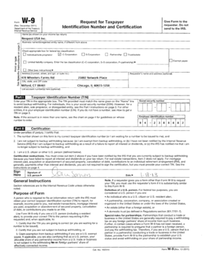 Form W-9 Request for Taxpayer Identification Number and Certification