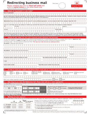 Royal Mail Business Redirection Application Form