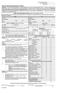 Uniform Household Goods Bill of Lading