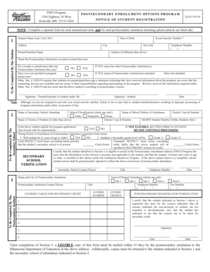 Minnesota PSEO Program Student Registration Form