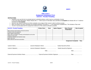 ITEC Level 2 Threading Assessment Form