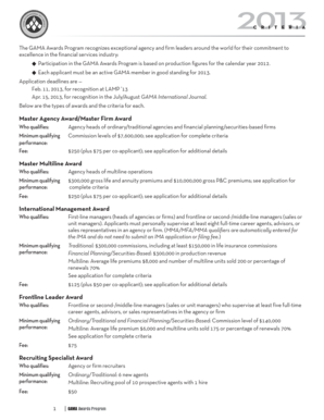 GAMA Awards Program Application