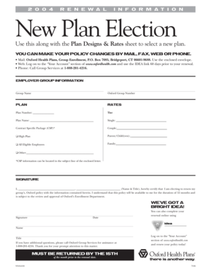 Oxford Health Plan Renewal Form