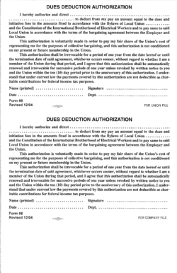 Dues Deduction Authorization Form