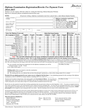 Alberta Diploma Examination Registration/Rewrite Fee Form