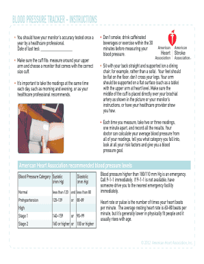 Blood pressure log sheet - BLOOD PRESSURE TRACKER - INSTRUCTIONS - health utah