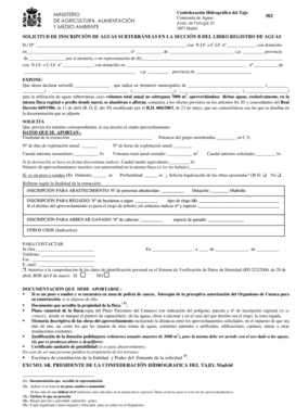 Solicitud de Inscripción de Aguas Subterráneas