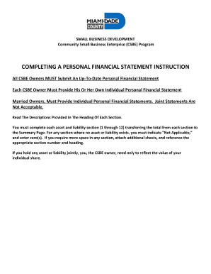 CSBE Personal Financial Statement