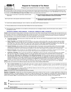 IRS Form 4506-T Request for Transcript of Tax Return