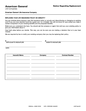 Notice Regarding Life Insurance Policy Replacement