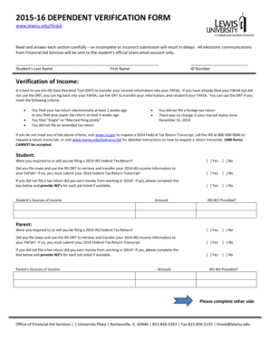 2015-16 Dependent Verification Form