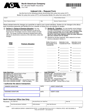 Indexed Life Request Form