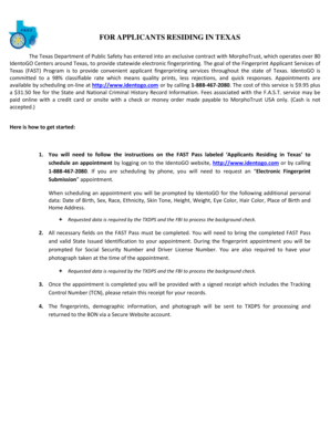 Texas FAST Fingerprint Pass