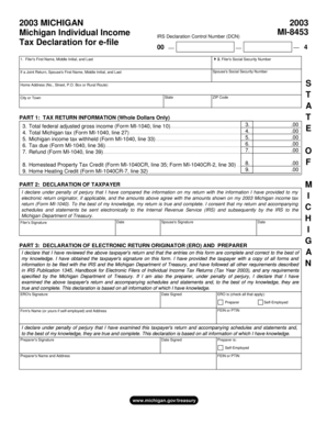 Michigan Individual Income Tax Declaration Form MI-8453