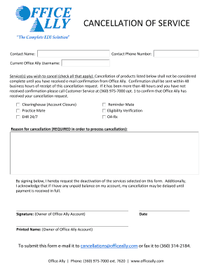 Office Ally Service Cancellation Form