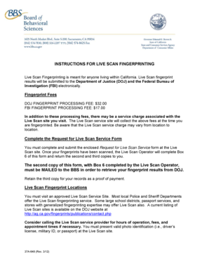 California Live Scan Fingerprinting Request Form