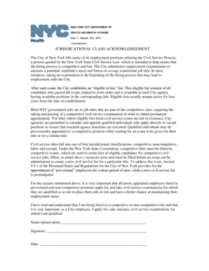 New York City Civil Service Jurisdictional Acknowledgement