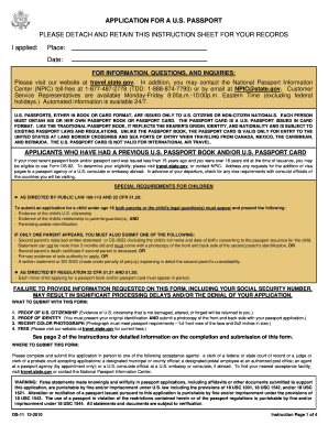 US Passport Application Form DS-11