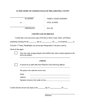 Certificate of Service
