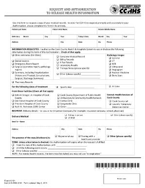 Request and Authorization to Release Health Information