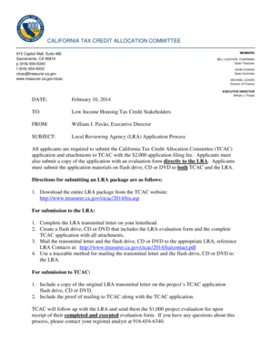 Local Reviewing Agency (LRA) Application Process - treasurer ca