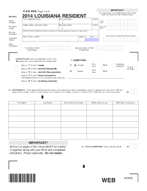 2014 LOUISIANA RESIDENT - revenue louisiana