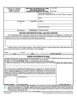 Hawaii Motion for Service by Mail
