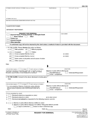 California Request for Dismissal Form CIV-110