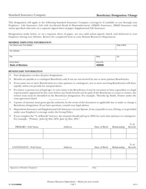 Standard Insurance Company Beneficiary Designation Form