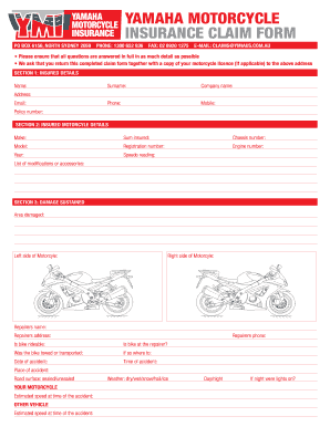 Yamaha Motorcycle Insurance Claim Form
