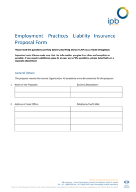 Employment Practices Liability Insurance Proposal Form